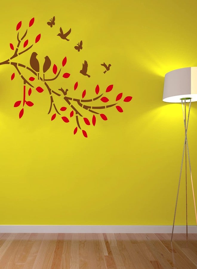 ARandNJ مجموعة قوالب ARandNJ للرسم على الجدران (عبوة واحدة، المقاس: 16 × 24 بوصة) - تصميم طائر محلق مع أغصان - تصميم قابل لإعادة الاستخدام، مناسب لغرف النوم، غرف الأطفال، غرف المعيشة، الاستوديوهات، والمكاتب - Image 3